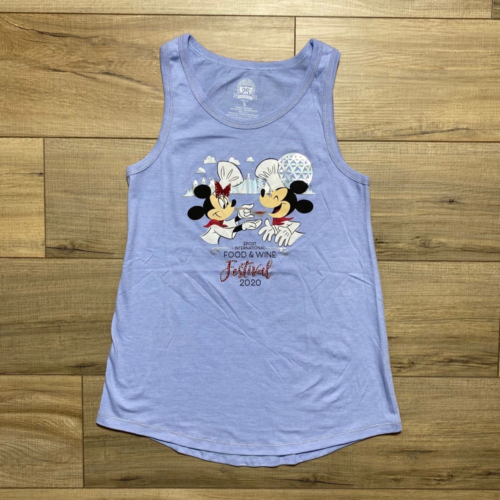 Disney Womens EPCOT Food & Wine‎ Festival 2020 Tank Top Size Small Light Blue